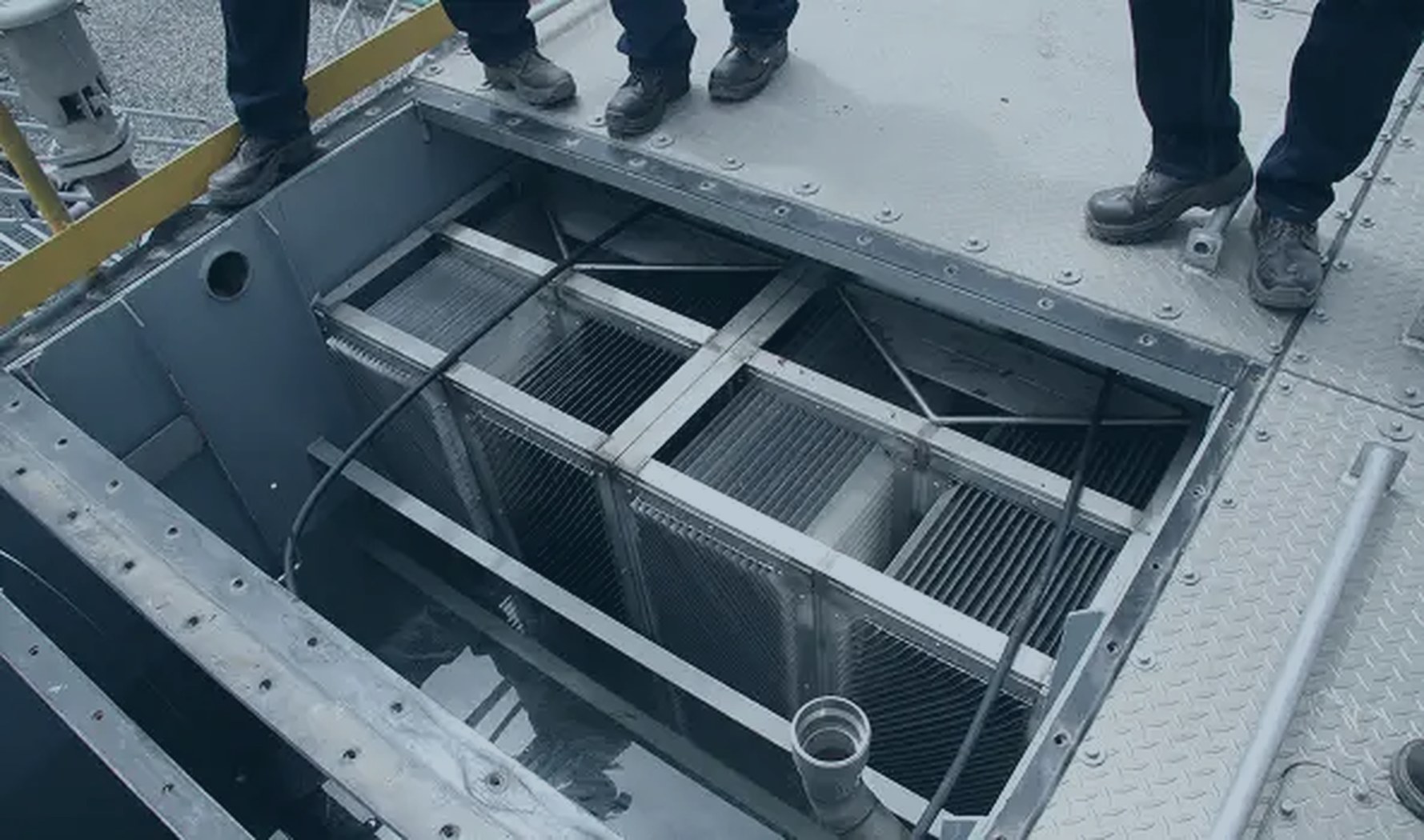 Steel separator vessel, valves and process pipework